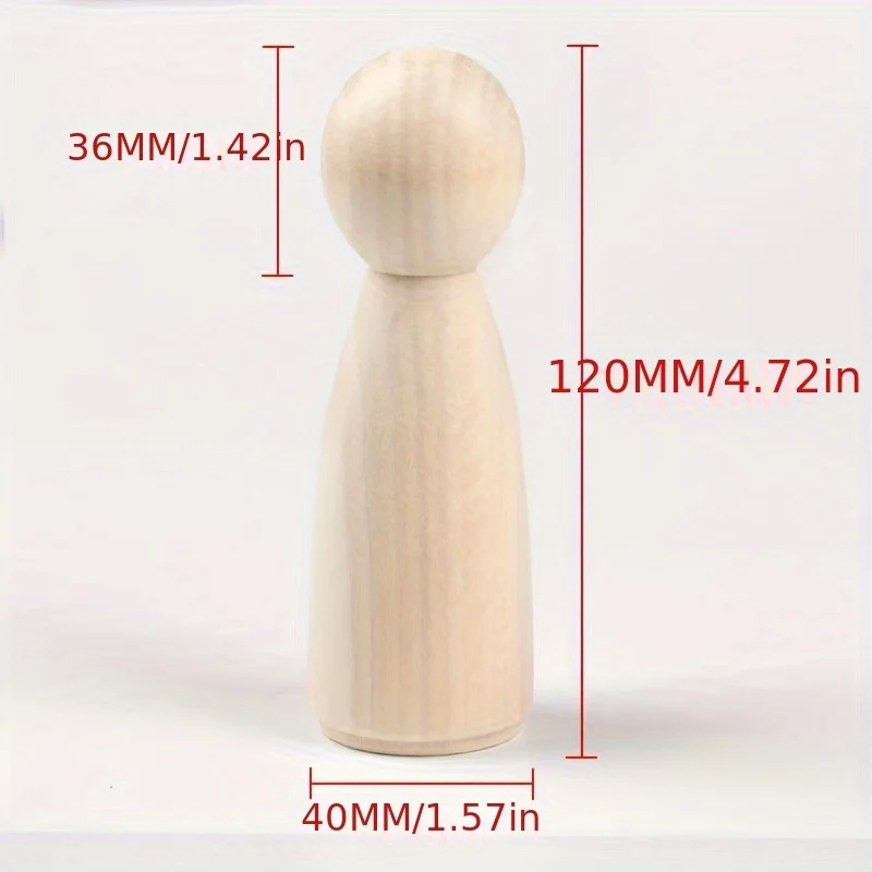 Pack of 2 Unfinished Wooden Peg People for DIY Crafts and Painting Wood Peg Dolls 4.75 inch