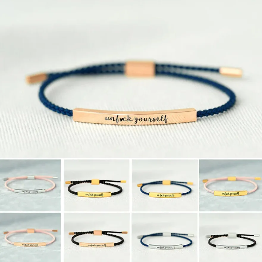 Duoying Untie UNF CK YOURSELF Anxiery Friendship Engraved Letter Customized Bracelet Name Handstrap