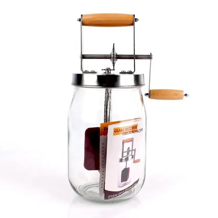 Factory direct sales 1000ml 1L 1500ml 1.5L glass hand cranked butter mixer inventory butter mixer