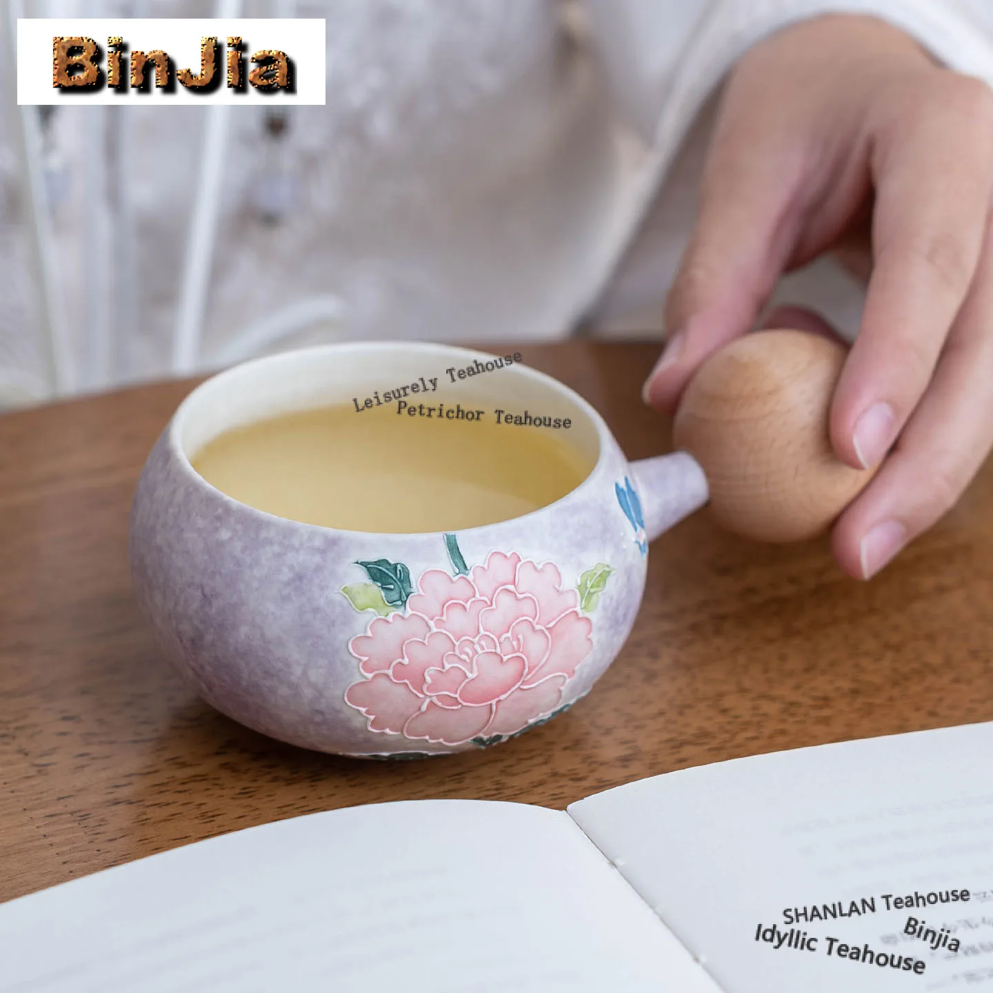 150ml Hand-painted Peony Filter Tea Separator Cup Japanese Tea Mug With Infuser Household Tea Maker Office Water Cup Ornaments