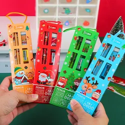 5pcs Stationery Set Pencil Ruler Sharpener Eraser Christmas Prize Gift for Kids Student Stationery Set Office Writing Supplies