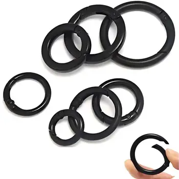5-10 Pcs Metal Spring O Rings Clip Keychain Round Carabiner Clips Keyrings Snap Hook…