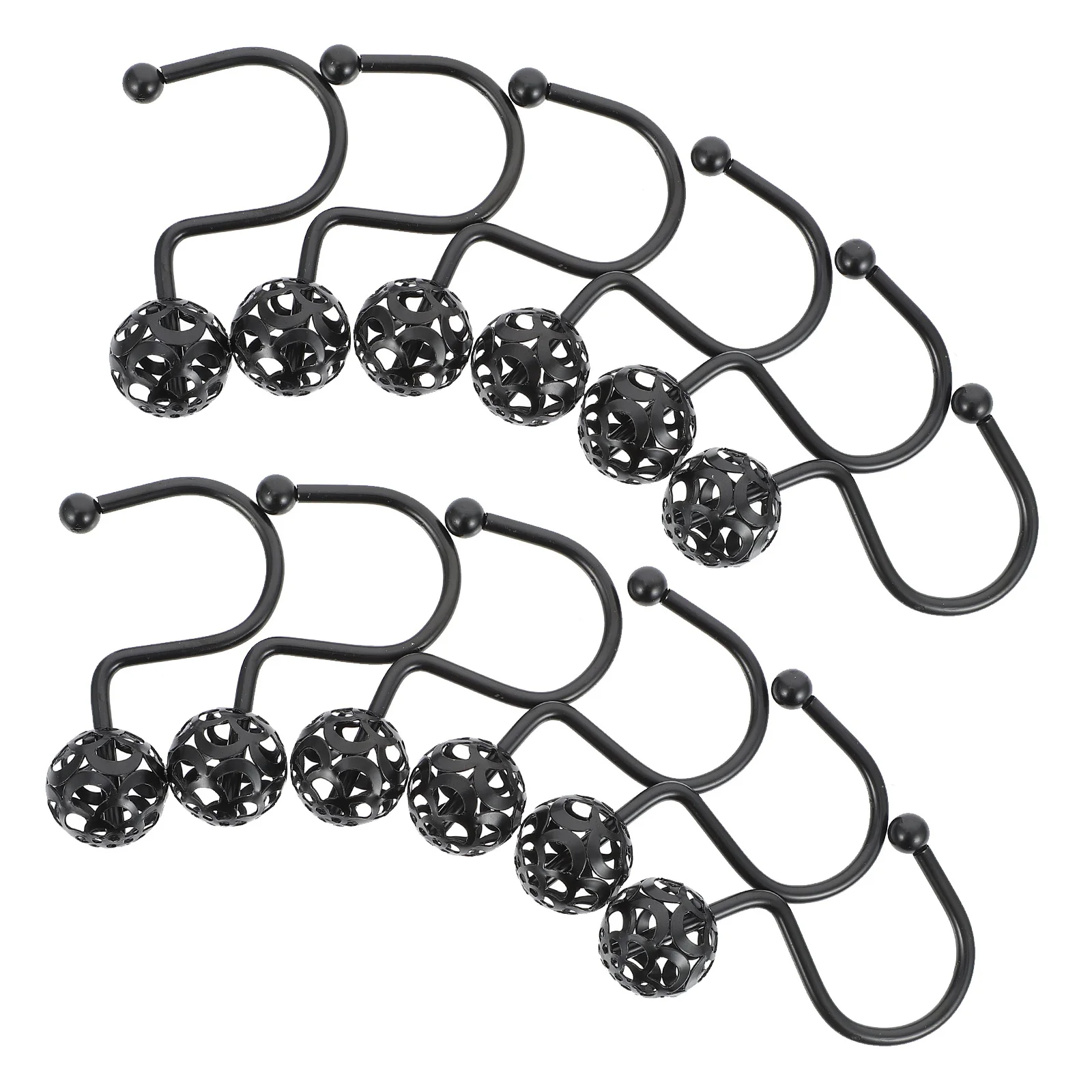 

12Pcs Metal Ball Curtain Hooks Premium Iron Plated Shower Curtain Fixing Accessories Lightweight Rustproof Waterproof