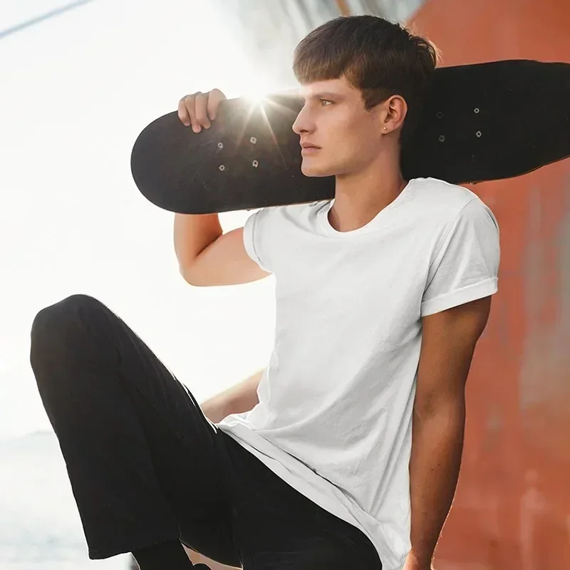 12 Color Oversized Heavyweight T Shirt for Men Summer Short Sleeve Tee 100% Cotton Plain Top Casual Men's Clothing image 3