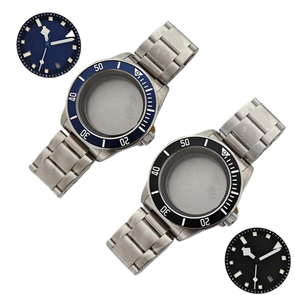 

41mm NH35 Case + Bracelet + Dial + Watch Hands Set, Stainless Steel Watch Case with Mineral Glass Shell for NH35/NH36 Movements