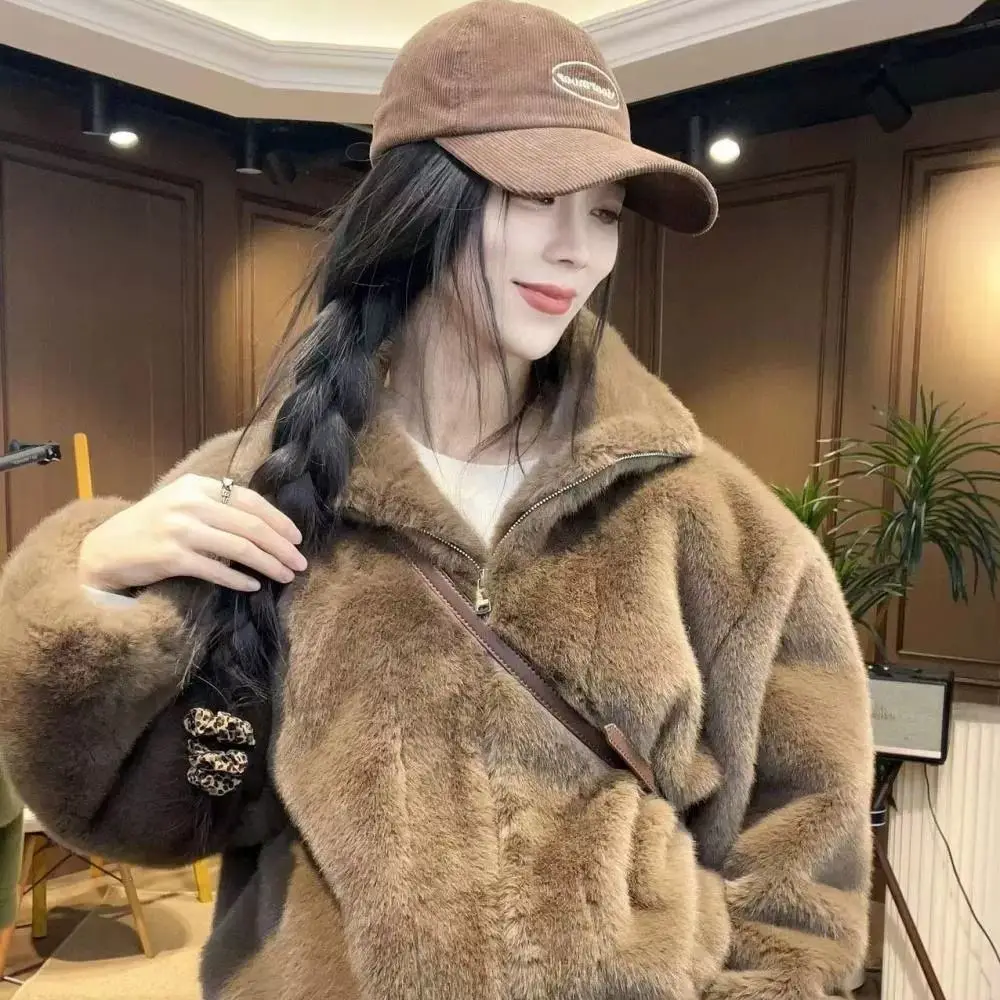

New fur coat winter 2026 Imitation mink velvet Jacket Women Short Outerwear Environmental protection Mao Mao Overcoat Ladies Top