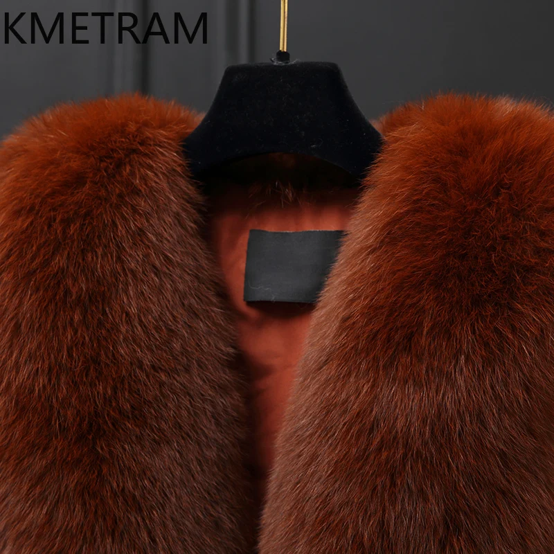 فرو الثعلب الطبيعي + فرو المنك سترة المرأة الفاخرة فروي بلا أكمام سترة الفراء الحقيقي امرأة ملابس الشتاء الجديدة في ملابس خارجية 2025 شوهبا