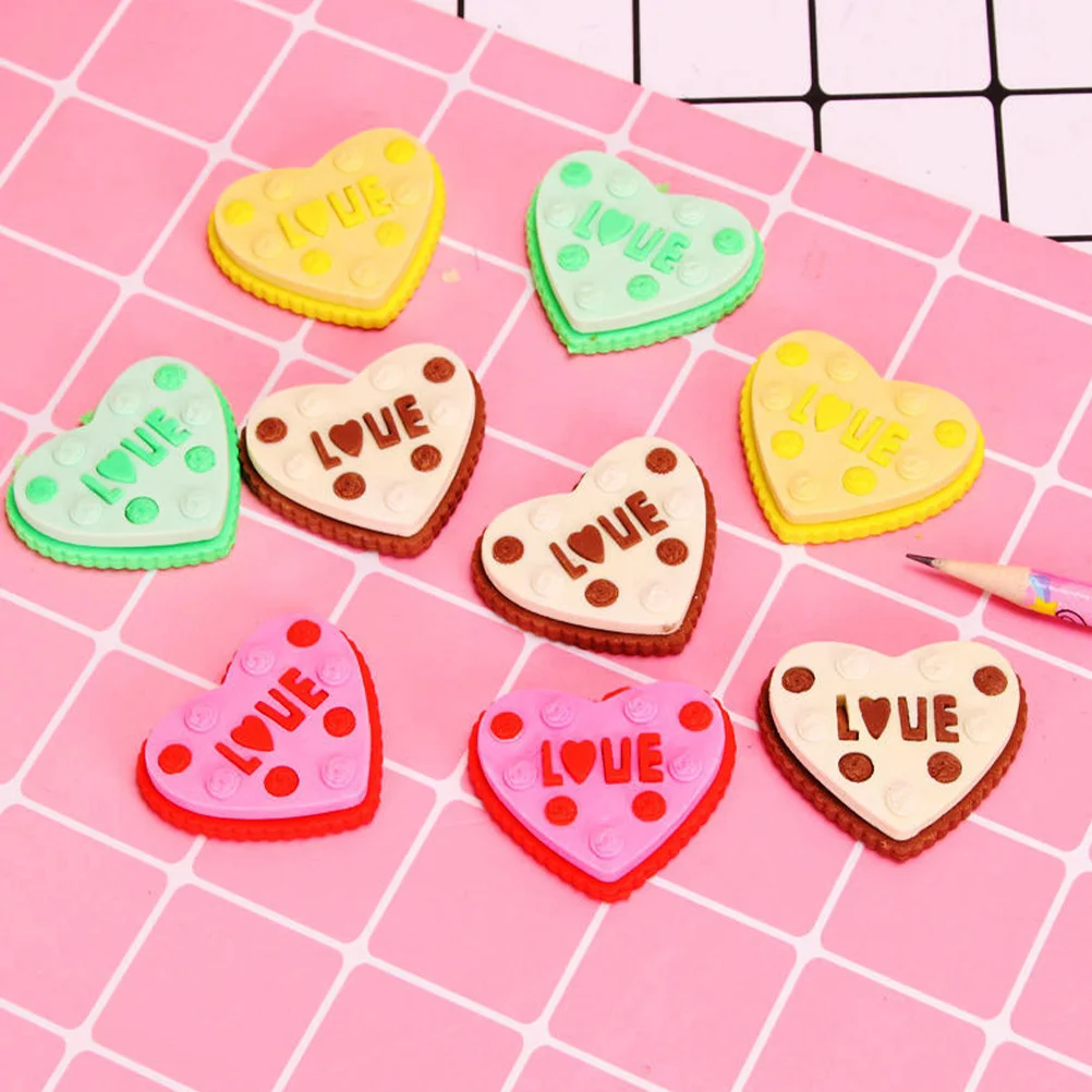 20Pcs Cake Erasers Cute Heart Shaped Kids Erasers Bulk Fun Designs for School Home Teaching Learning Activities