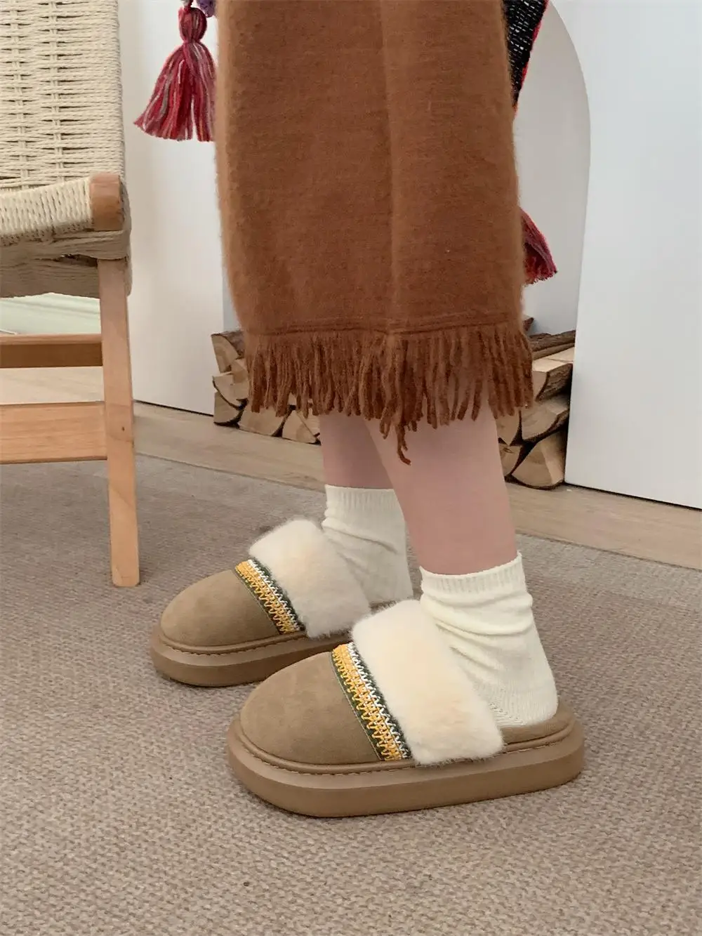 Man Women Cotton Slippers For Women Wear Home Slippers And Outside 2024 Winter Anti Slip Thick Soled And Plush Warm