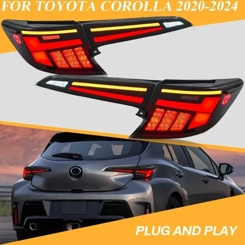 

For Toyota Corolla Hatchback 2020-24 LED Tail Lights, Smoke Lens Sequential Rear Lamps, Plug-and-Play Upgrade