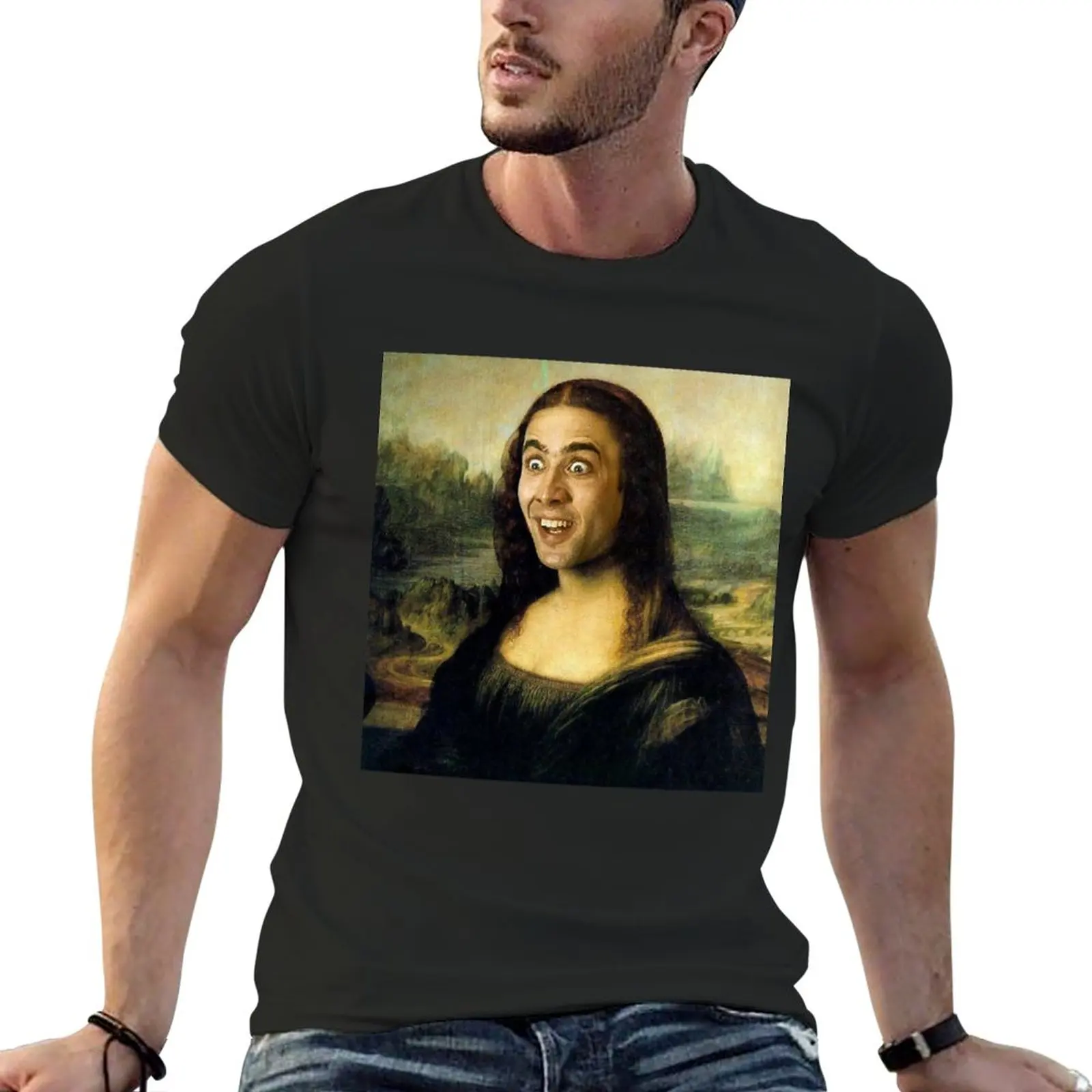 New Nicolas Cage Stage Name Actor Filmmaker Coppola Received Many Awards Mona Lisa Gift For T-Shirt Tee shirt men clothes