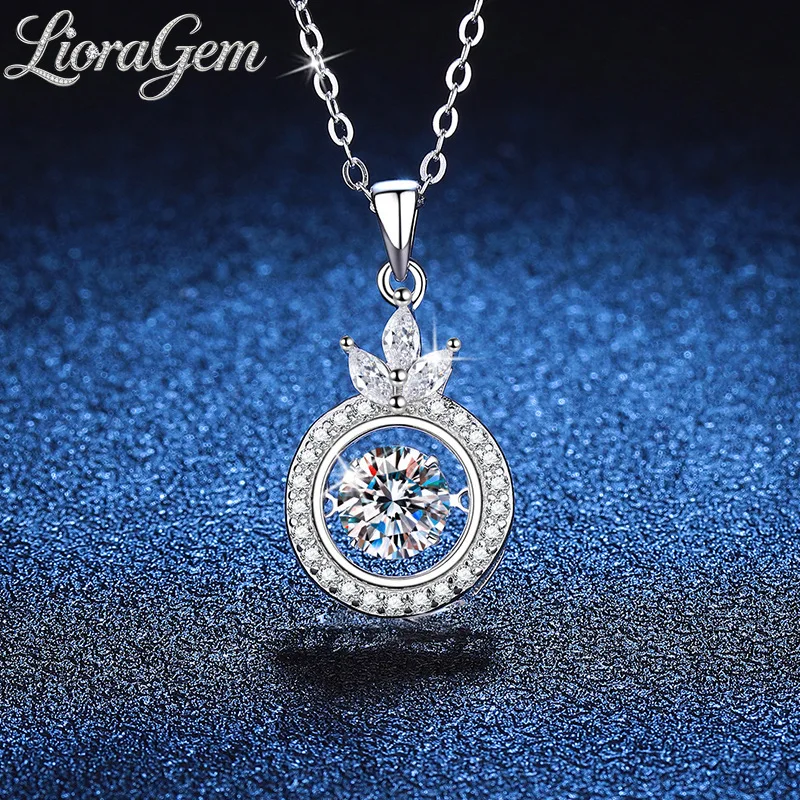 LioraGem Gemstone-studded Crown Lively Pendant Necklace, Women's 1-carat Moissanite Necklace Platinum PT950 Stamp