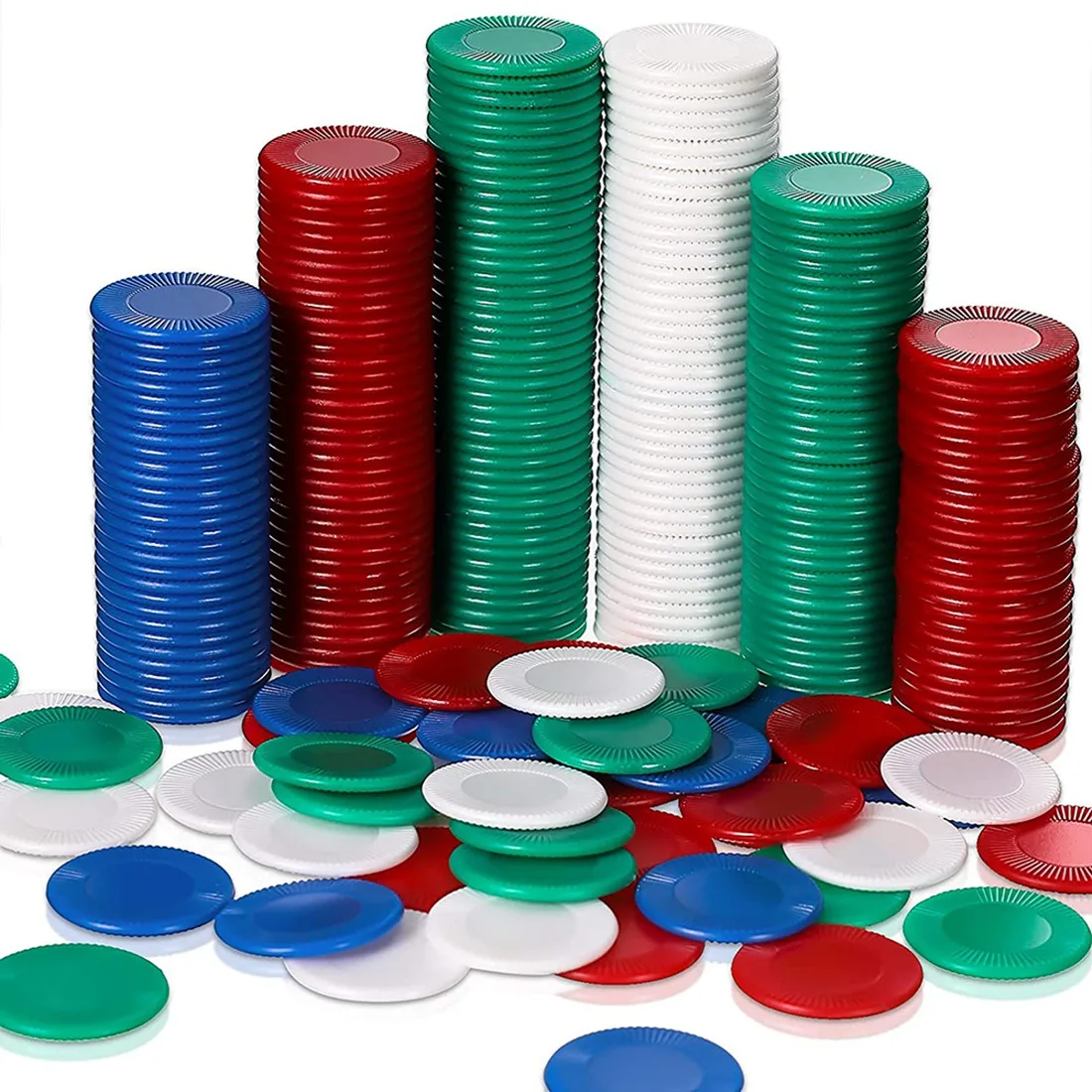 400 Stück Plastik Poker Chips Spiel Chips 4 Farben Zähler Karte für das Spielen zählen Bingo Spiel Chips Karte 3