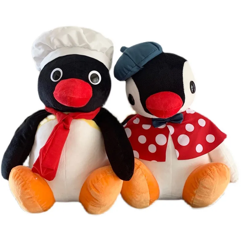 New Kawaii Cute Pingu Pinga Penguin Chef Plush Kids Girls Boys Stuffed Animals Toys For Children Gifts 33CM