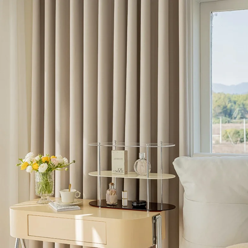 Blackout Curtains for Living Dining Room Bedroom Fully Blackout Cotton and Linen Light Luxury New Thickened Curtain Custom