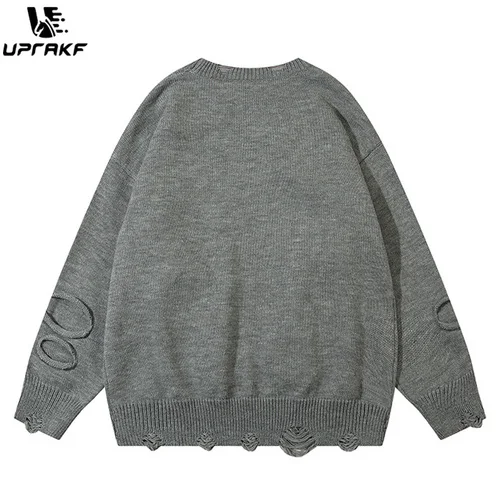 UPRAKF Funny Pattern Sweater Autumn Crew Neck Winter Loose High Street Casual Fashion Streetwear Warm Basic Pullover Knitted