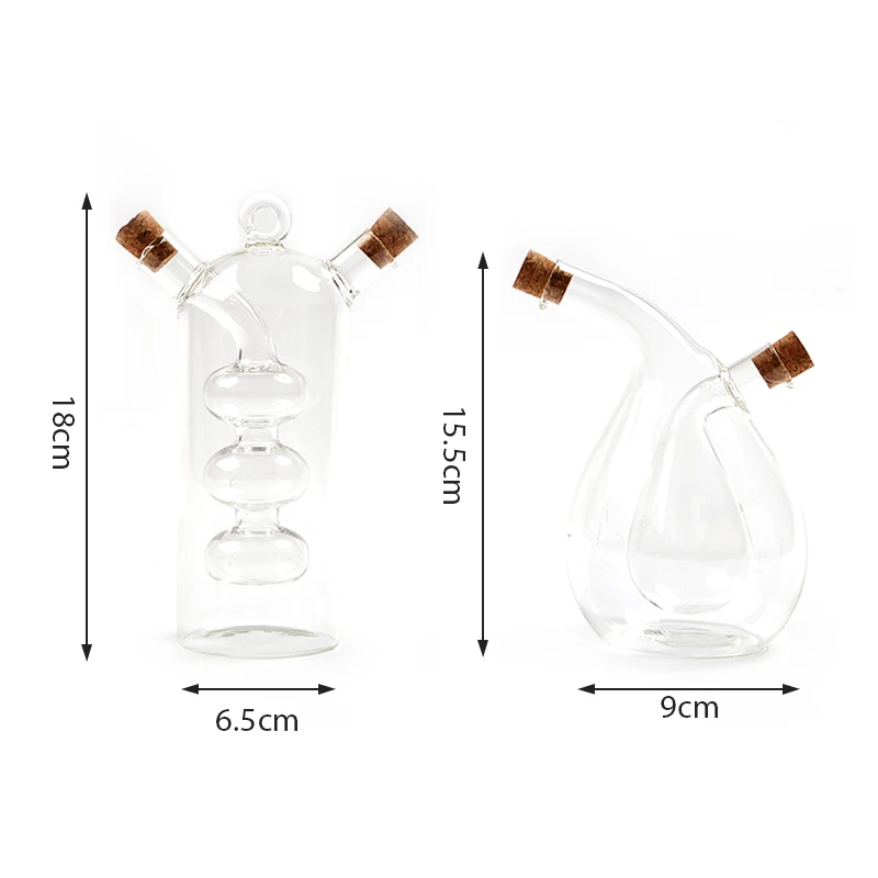 Double Layer Sauce Oil Bottle 2 In 1 Vinegar Glass Bottle Seasoning Bottles Jars