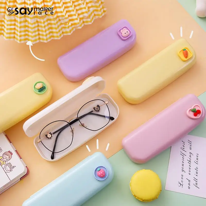 Candy Color Simple Cute Cartoon Sunglasses Storage Box Portable Myopia Glasses Case For Girls Eyewear Accessories