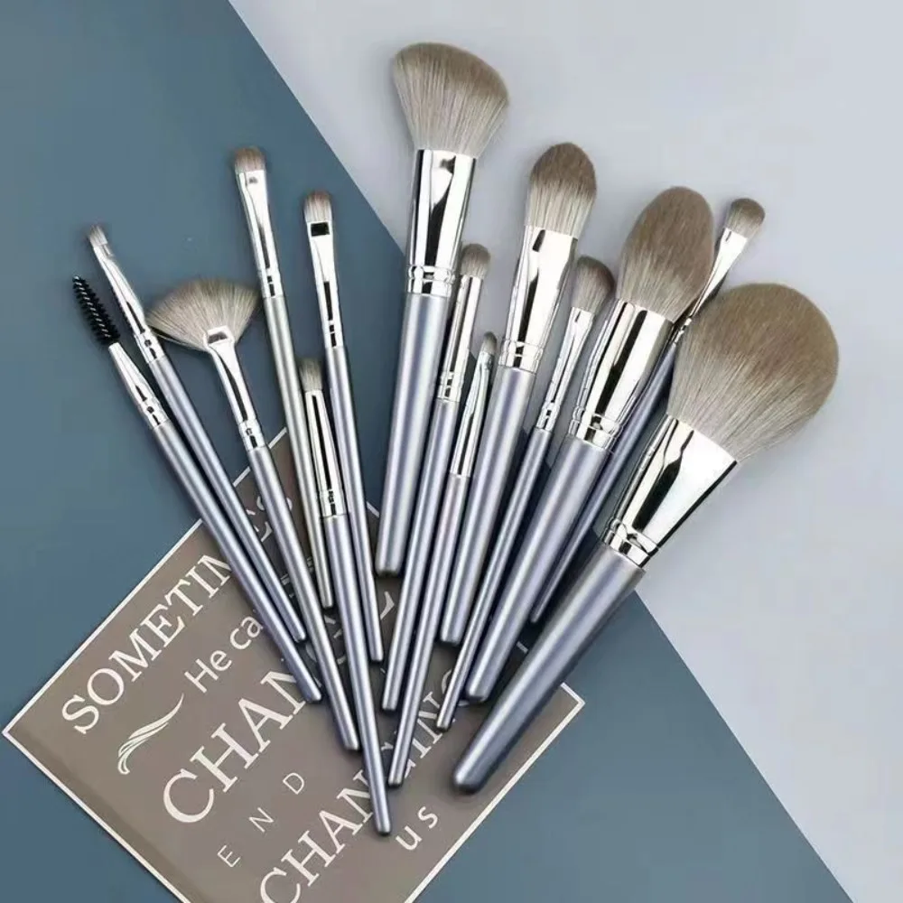 Multi-Functional Fluffy 14 ชิ้นชุดแปรงแต่งหน้า Soft Foundation แปรงแปรงขนตาอุปกรณ์ความงาม