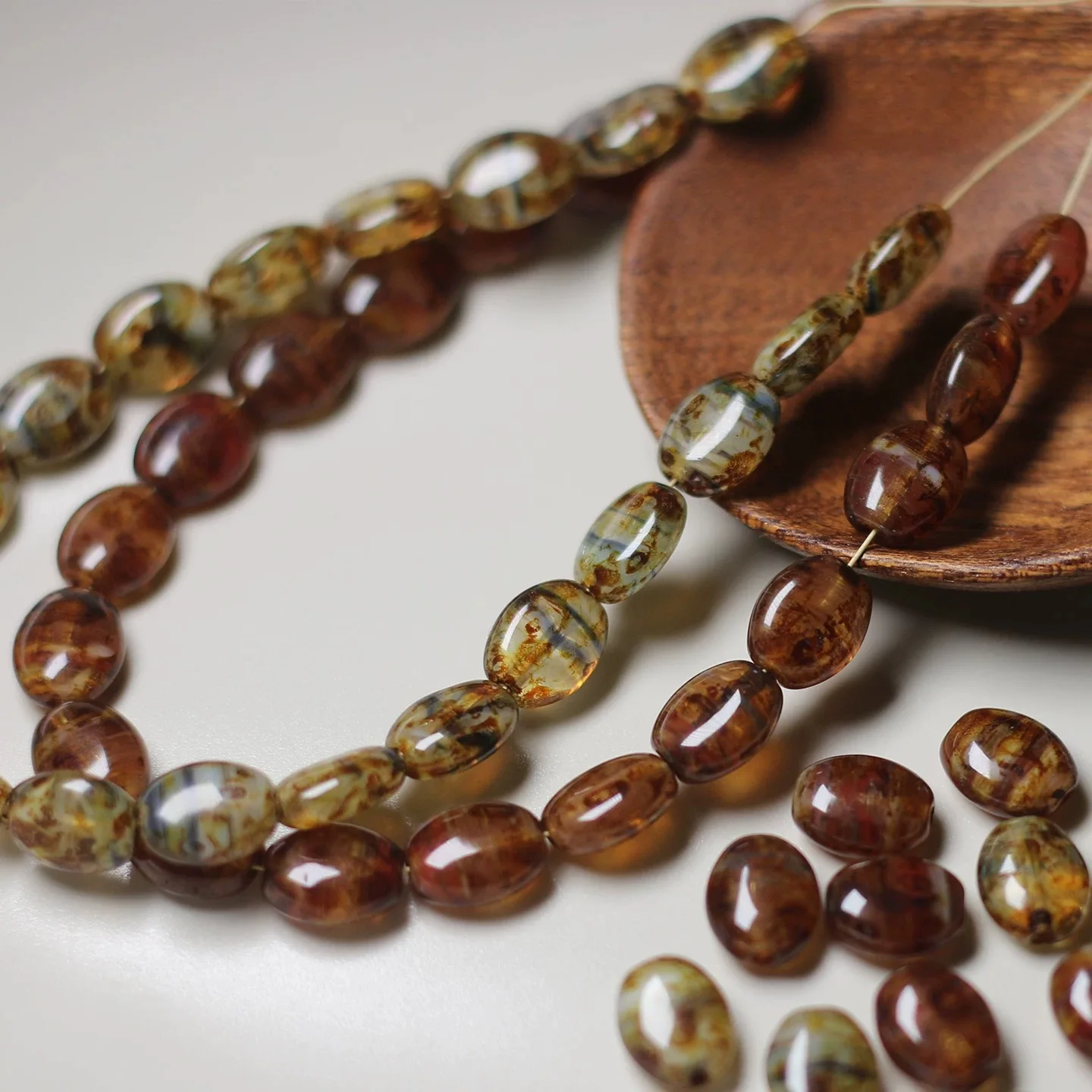 

15pcs 7*8mm Handmade glass beads DIY necklace, bracelet, earrings, hair accessories, keychains.