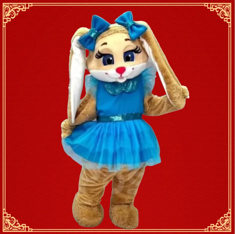 

Blue Dress Bunny Rabbit Mascot Costume adults Wedding Role Play Outfits Halloween Rave Christmas Party Adults Suits