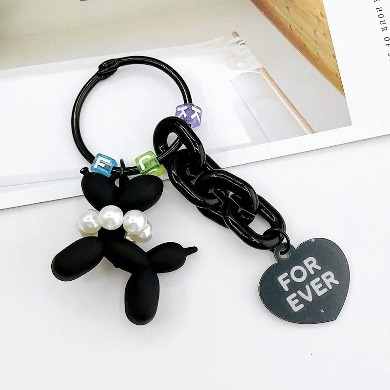 Cool Acrylic Cartoon Balloon Dog Keychains Black Candy Colored Car Keyring Key Buckle Accessories Bag Pendant Toys