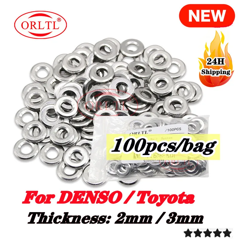 

100PCS 2mm/3mm Diesel Injector Nozzle copper washer For DENSO TOYOTA HILUX PRADO 3.0L D4D 095000-8290 095000-6250 ORLTL