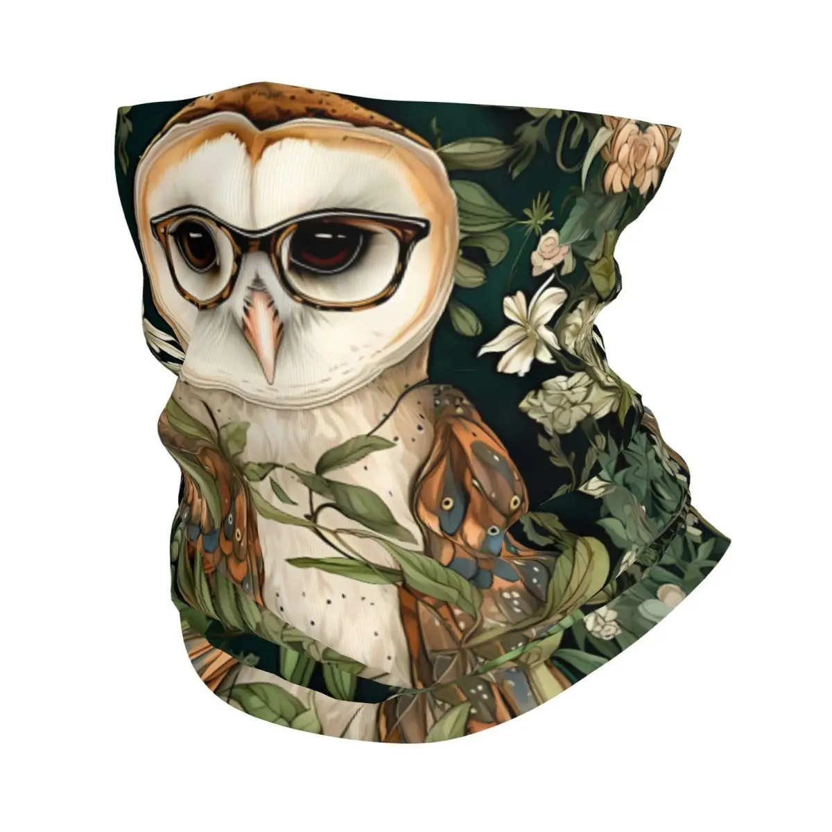 Wise Owl Woodland Wildflower Thin Wrap Scarf Bandana Owl Animal Neck Gaiter Face Cover Headband