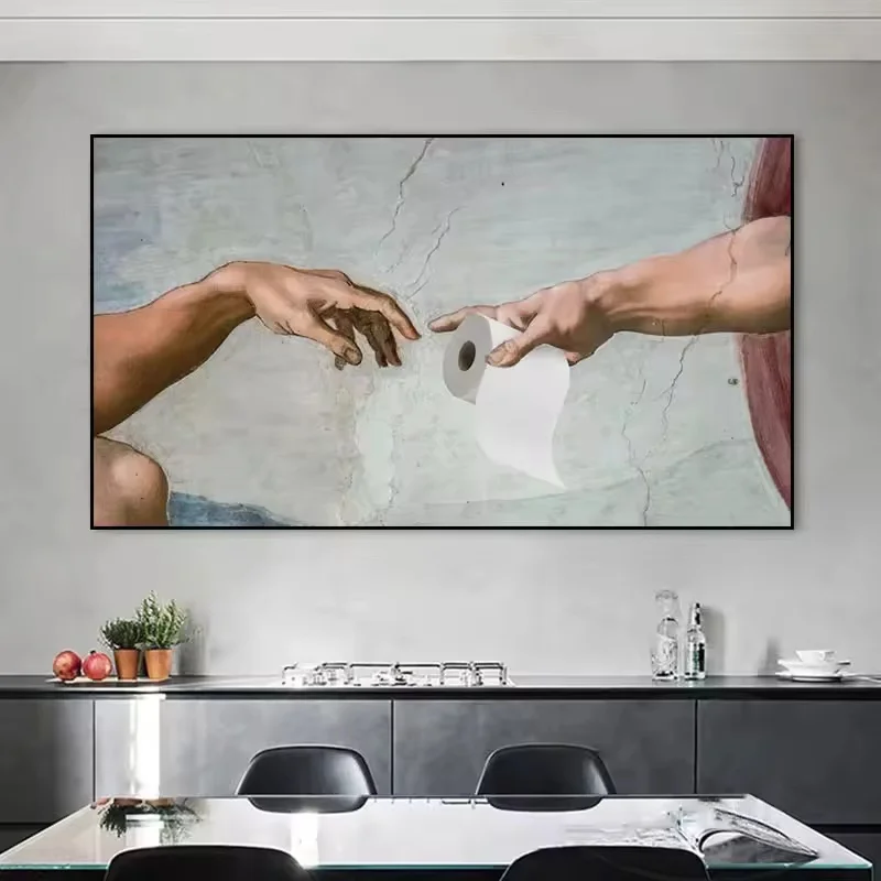 The Creation of Adam By Michelangelo Hand of God Famou Art Canvas Painting Wall Pictures Modern
