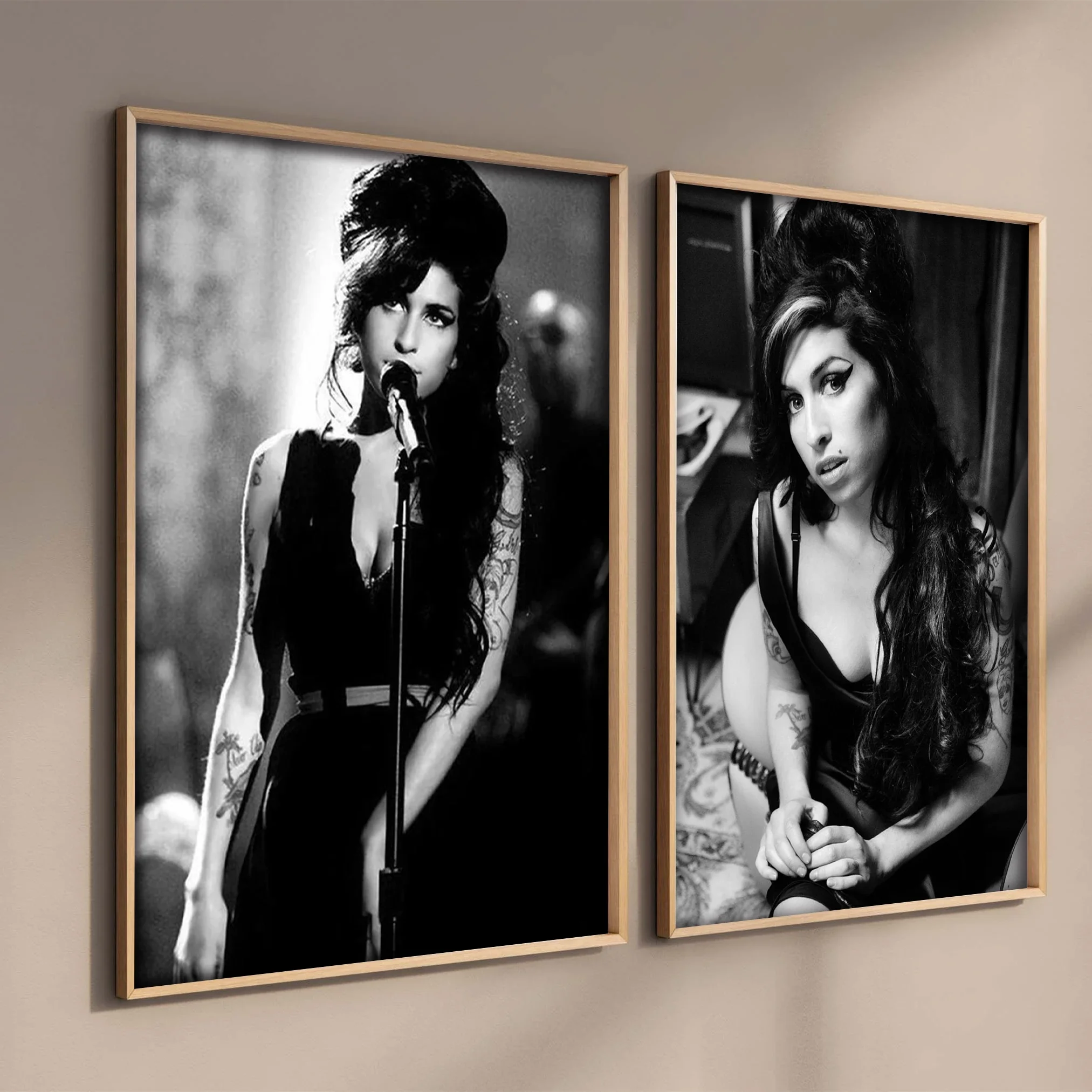 Preto e branco estética música álbum capa pop cantor amy winehouse cartazes imagem para sala pintura em tela arte decoração da parede casa