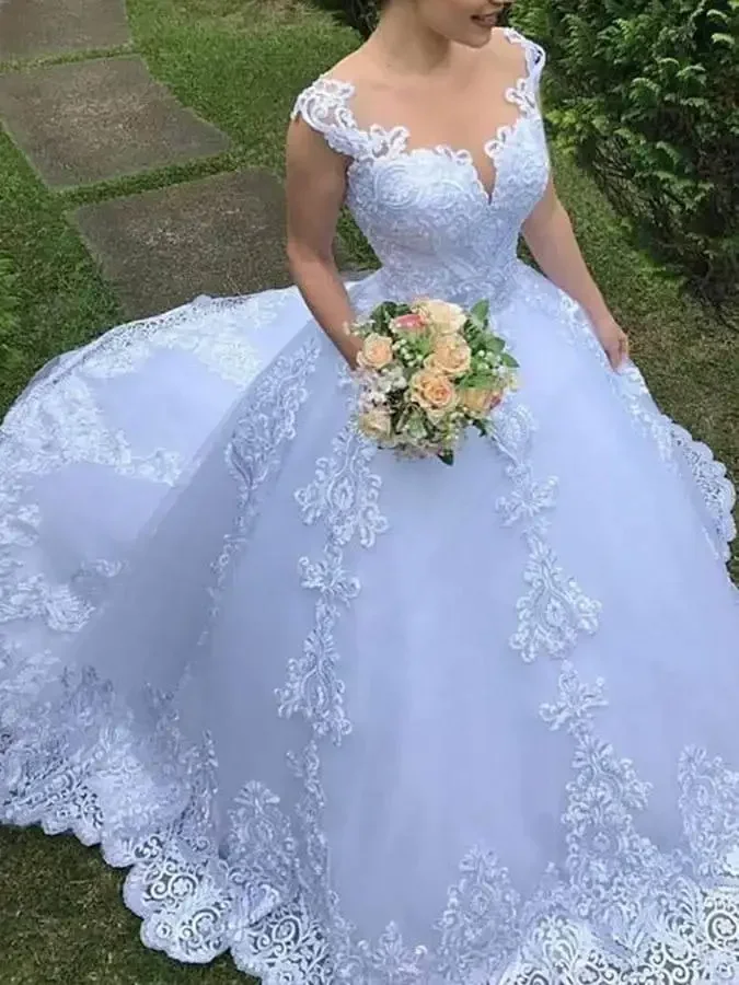Abiti da sposa da giardino con maniche ad aletta più nuove personalizzate, abito da ballo taglie forti, abiti da sposa in pizzo