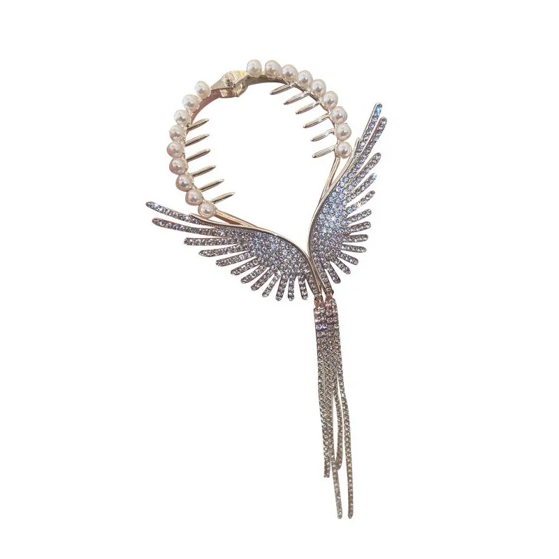 Fashion Butterfly Tassel Hair clips for women crystal Wings Hair Claw Elegant Ponytail Buckle Coiffure fixer Hair Accessories