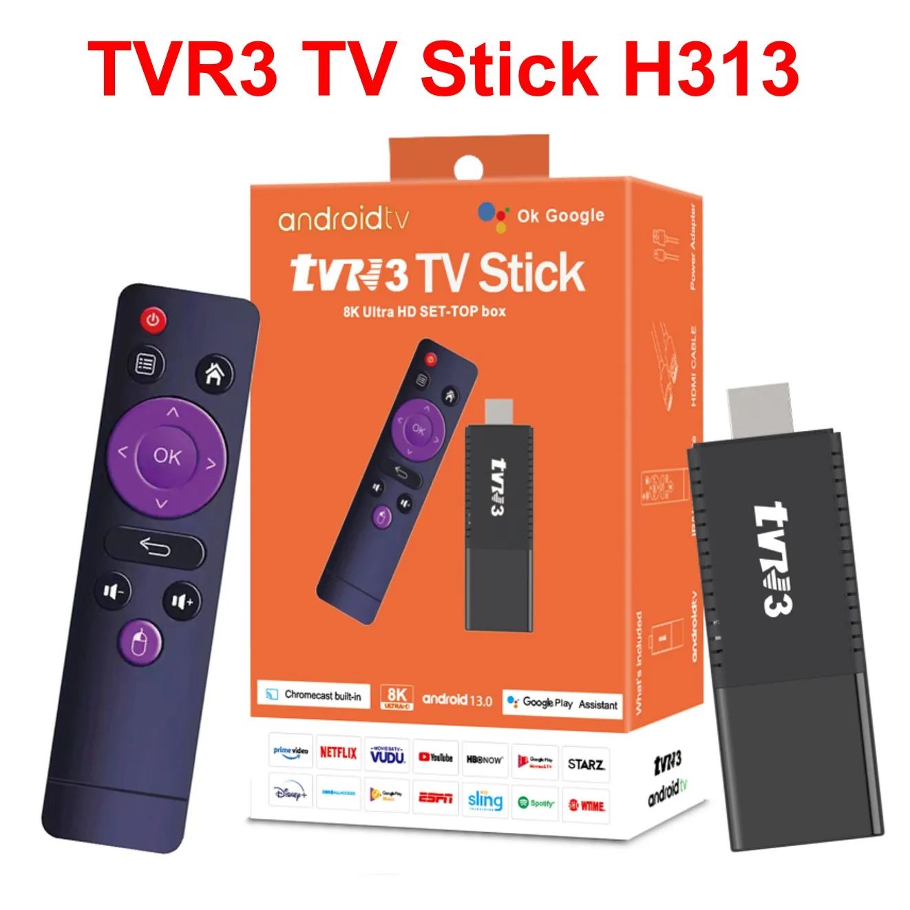 TVR3 Mini TV Stick Android 14.0 Support 8K Video Dual Wifi Allwinner H313 Quad Core Smart TV Box PK TV98 DQ10 Q6 G96 Q2 M98 Y10