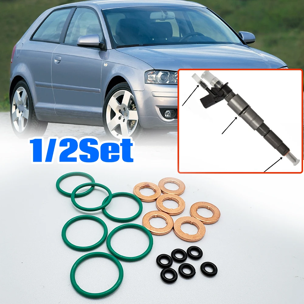 

1/2Set for Audi VW Seat Skoda 1.6 2.0 Fuel Injector Nozzle Copper Gasket O-ring Seal Car Parts Replacement Repair Kit Engine