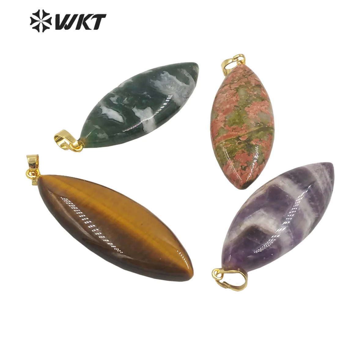 WT-P1946  WKT 2023 Beautiful Style Natural Gemstone Pendant Oval Shape For Jewelry supplies Jewelry 18K Gold Grand Ball