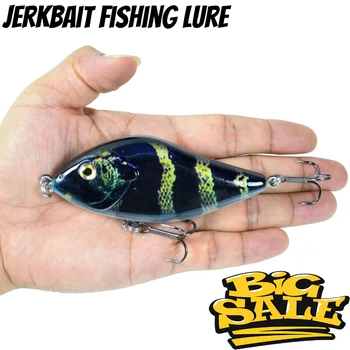 Jerk Bait 70/100 mm 14,5/45 g Mini-Wobbler aus Hartplastik, sinkende Köder, 3D-Augen, Rasseln, kleiner Jerkbait für Hecht-Muschus-Angeln