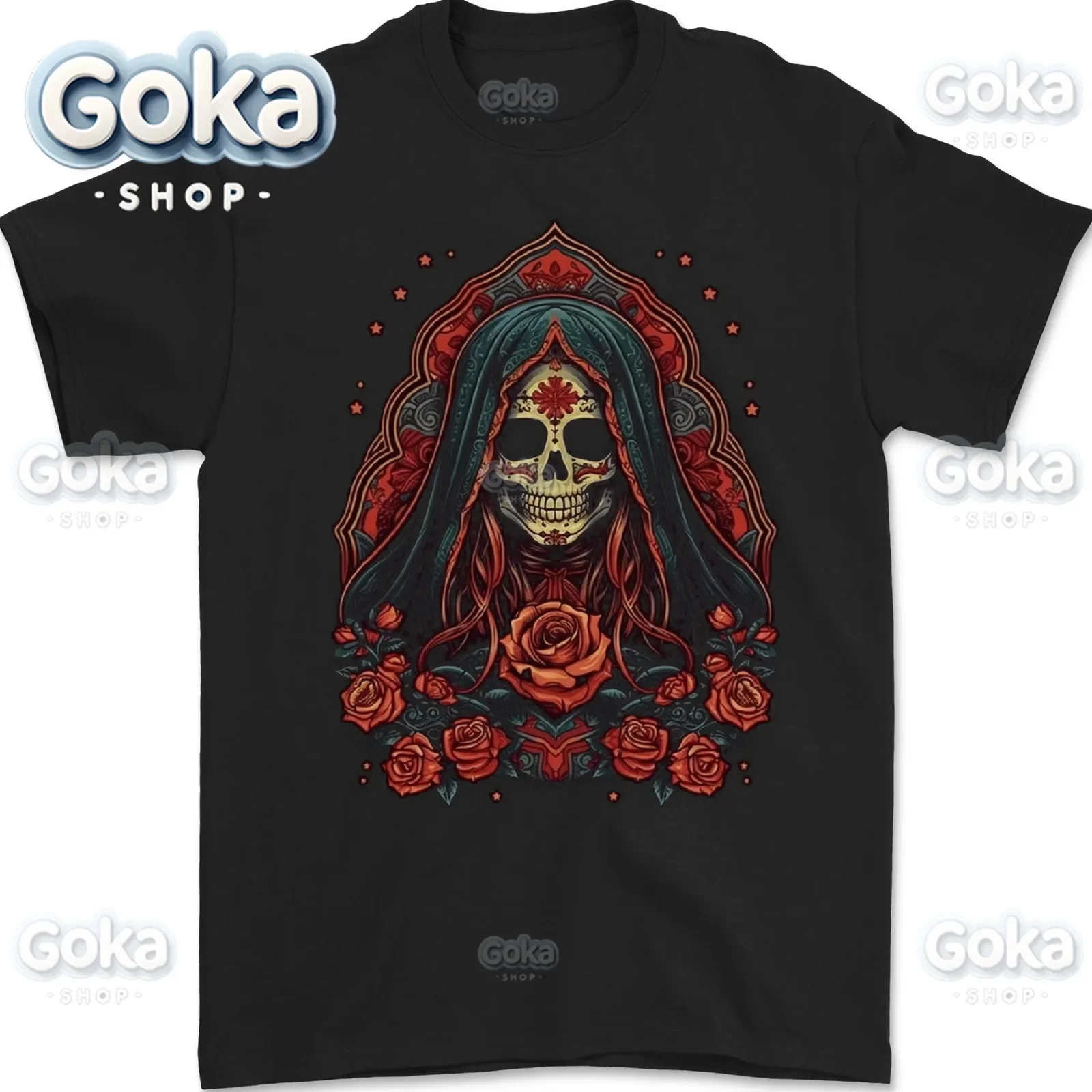 Santa Muerte Cult Графические футболки Мужская одежда Новые топы и футболки Хлопковая женская футболка с принтом Y2K Одежда Милая забавная футболка