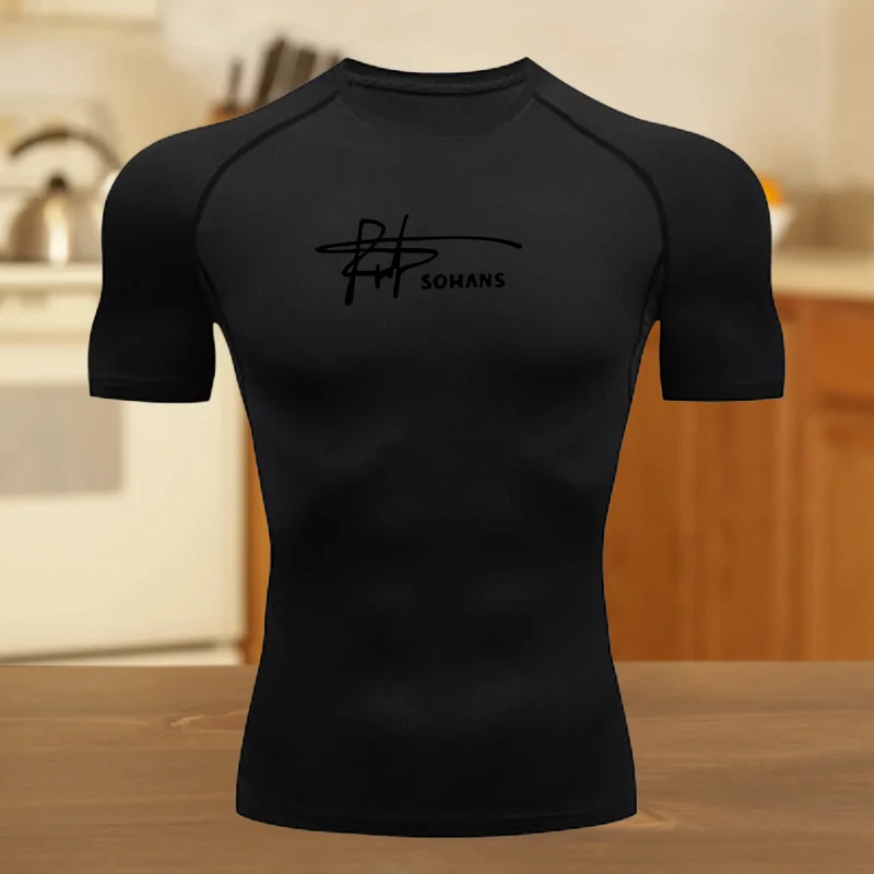 

Men Compressed Shirt Sports Quick Drying Fitness T-shirt Tight Fit Sweat-Absorbent Jogging Cycling Outdoor 8 Colors Short Sleeve