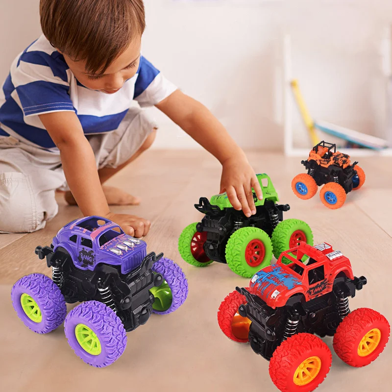 Hot  Car Four-wheel Drive Off-road Vehicle Stunt Dump Cars Double-Side Inertia Car Boy Toys Car Pull Back Kids Interest Gift