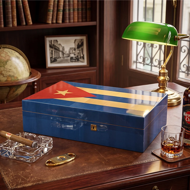 High End Wholesale Lockable Cigar Box Storage 120 Cigars with Hygrometer Cigar Display Humidor Box