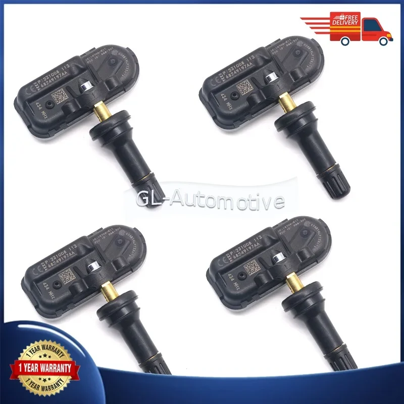 4PCS 434MHZ TPMS Tire Pressure Sensor For Jeep Cherokee KL 2013-10 to 2020-09  68249197AA 68157568AA