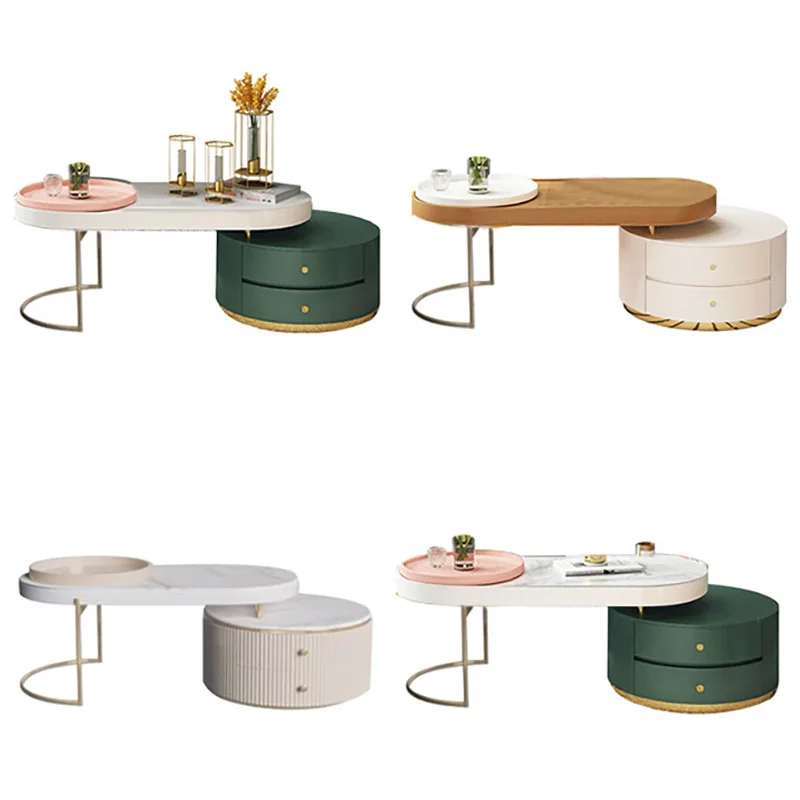 

Популярный журнальный столик Деревянная столешница с выдвижными ящиками Гостиная Журнальный столик из нержавеющей стали