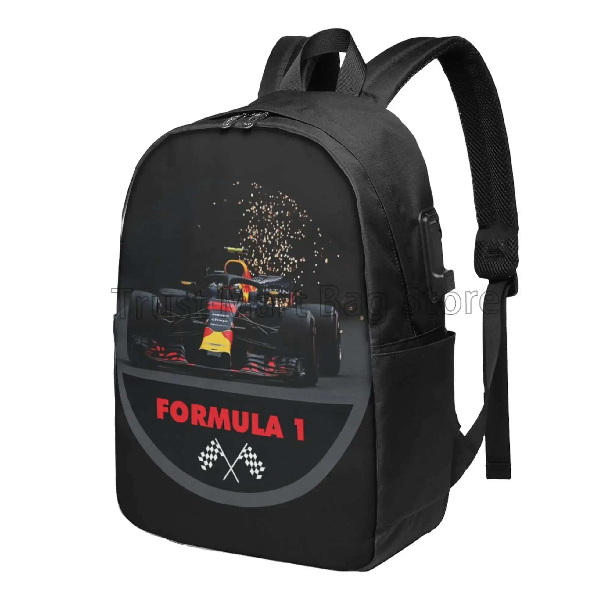 F1 Racing Car Laptop Backpack 17 Inch Fashion Travel Backpacks School Bag Unisex Business Computer Purse Work Bag with USB Port