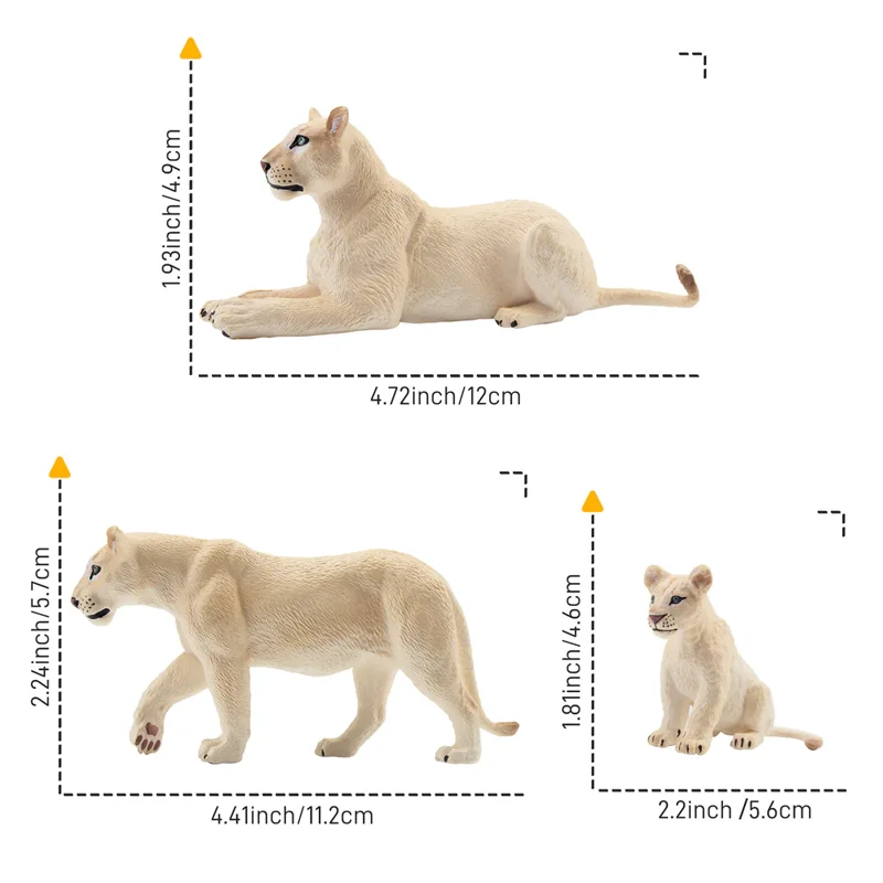子供のための白いライオンの家族の動物のおもちゃ,ミニライオンの置物