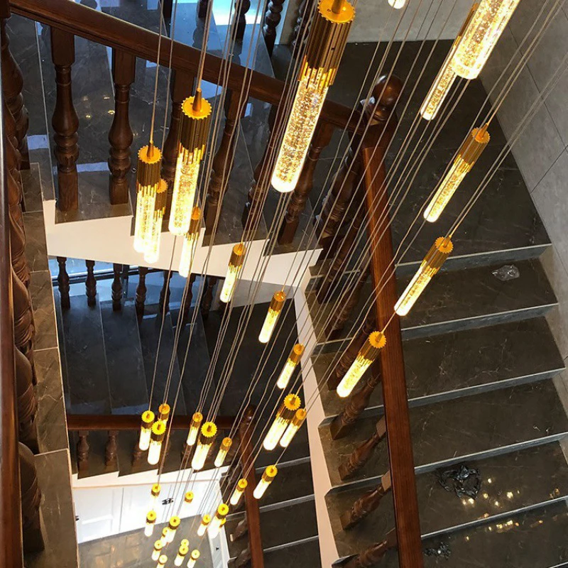 Nordic home decoration crystal chandeliers, staircase chandeliers, living room chandeliers, indoor lighting