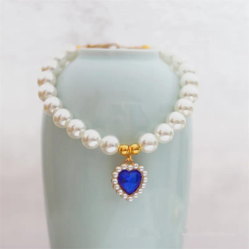 

Fashion Heart Cat Collar Dog Collar Pearl Necklace Cat Dog Jewelry Cat Accessories Luxury Pet Collar for Kittens Puppies