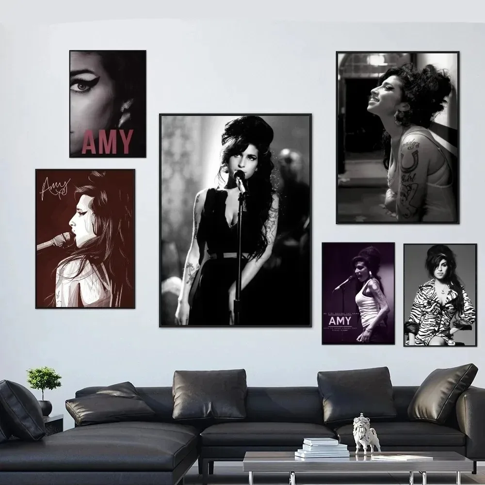 British Female Singer Amy Winehouse Poster Canvas Printing Painting Bedroom Study Studio Living Room Wall Art Decoration