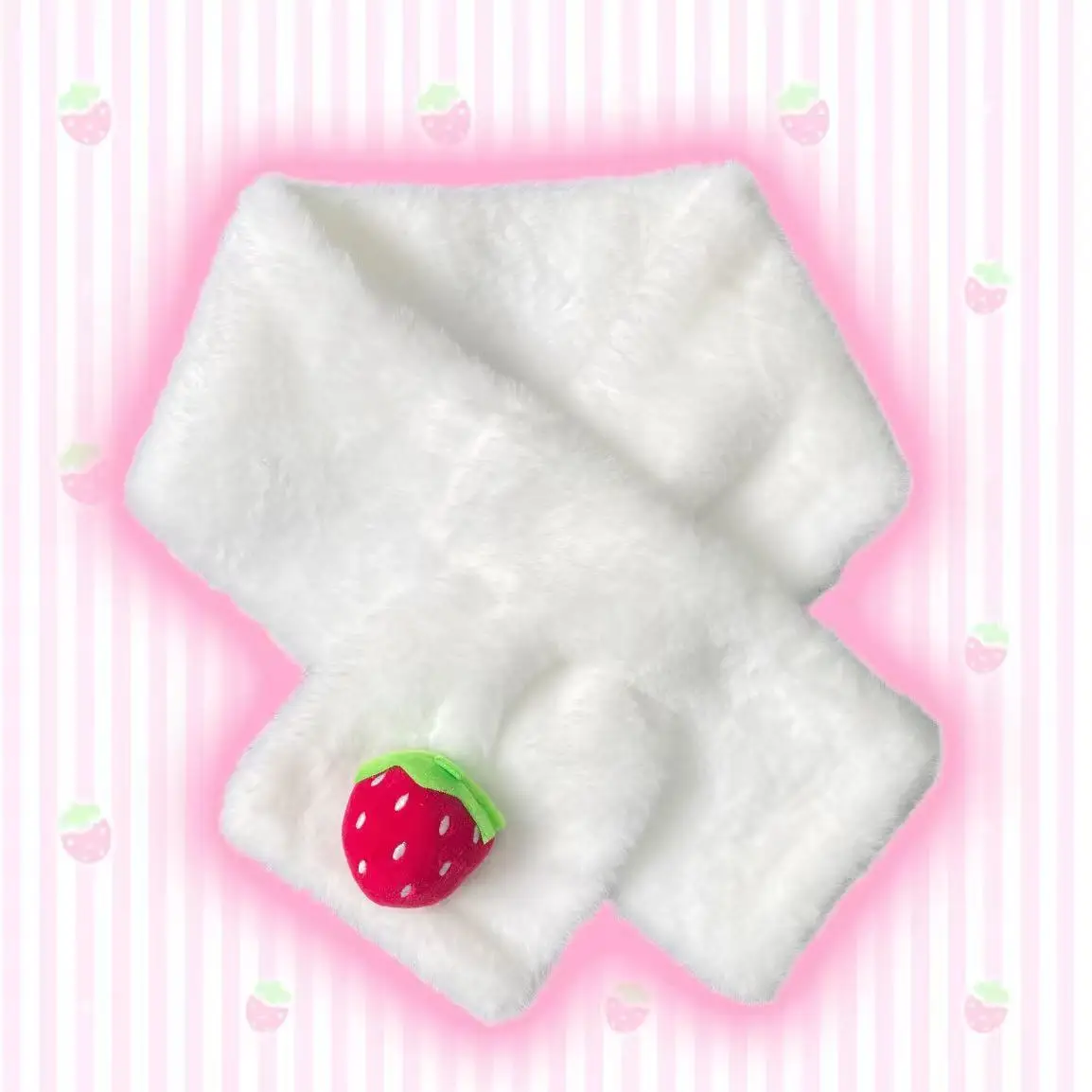 اليابانية الكرتون Mp الفراولة المرقعة رقيق وشاح شتاء دافئ سميكة لطيف متقاطع الخمار الحلو Y2k اكسسوارات #3