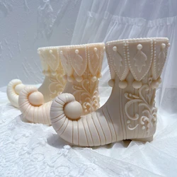 Christmas Magic ELF Boot Candle Mold Boot Tree Plaster Gypsum Mould For Home Decor Christmas Shoe Resin Silicone Mold