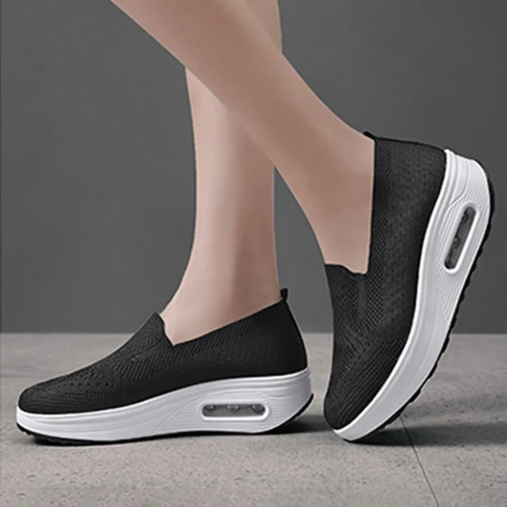 Zapatos deportivos de superficie de malla para mujer, zapatillas deportivas de suela blanda de Material transpirable, zapatos informales de diseño fino antideslizantes